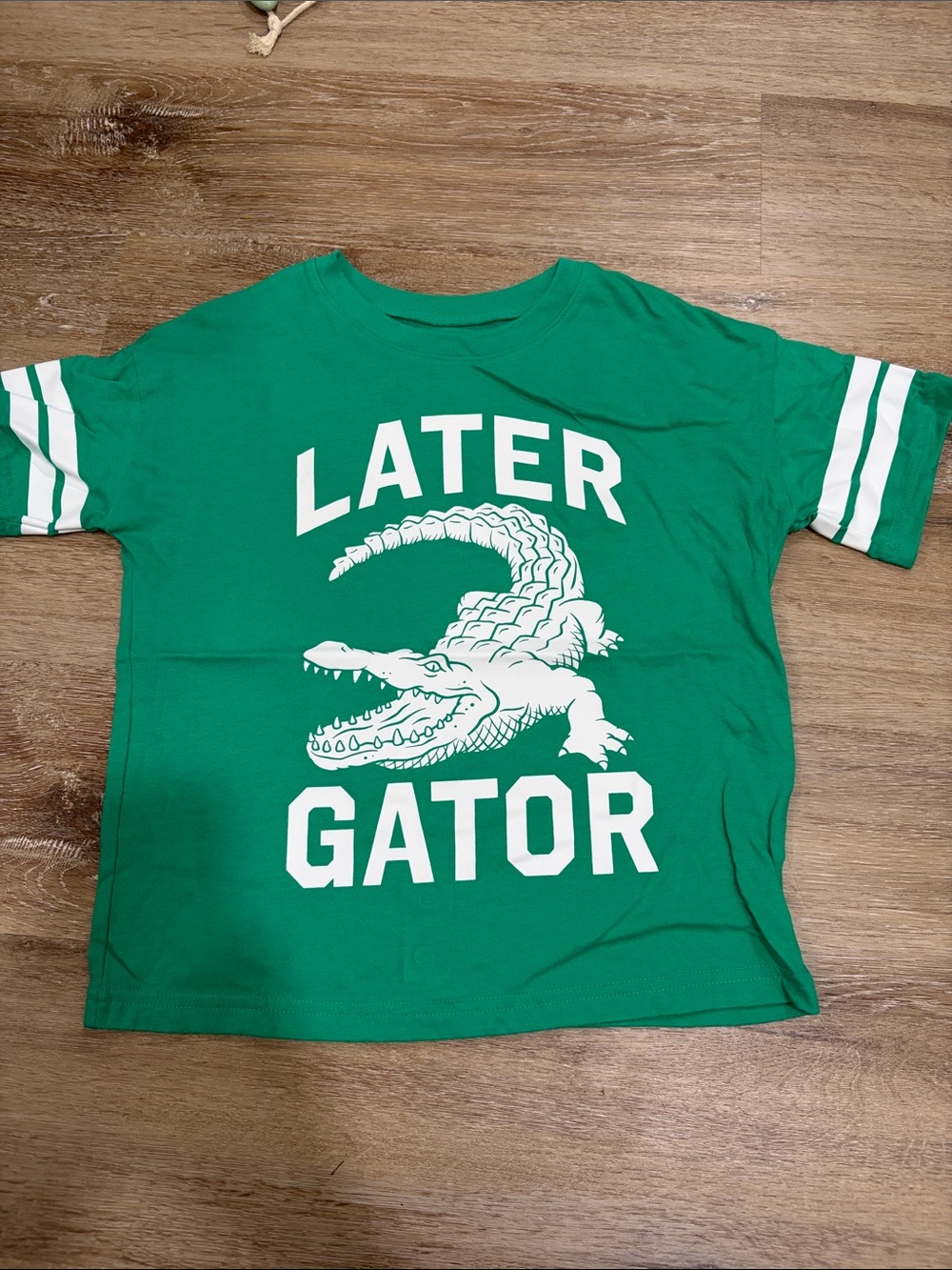jumping beans Green 'Later Gator' Graphic Tee with White Stripes